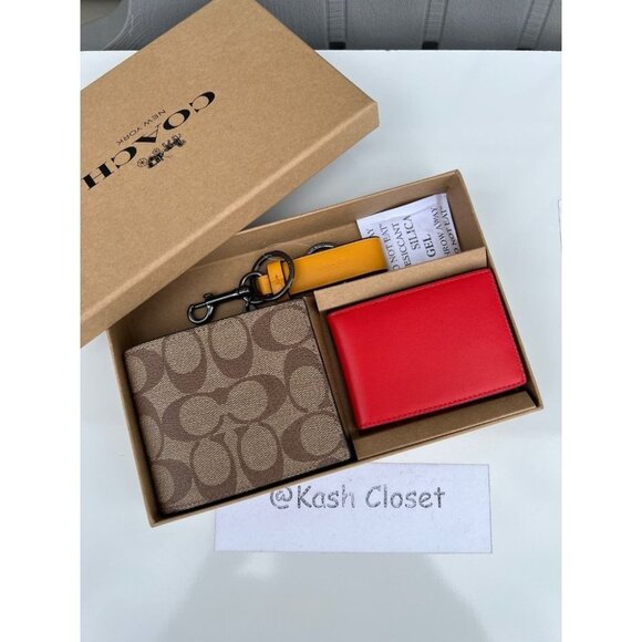 Coach Mens Wallet Boxed 3 In 1 Wallet Gift Set In Signature Canvas